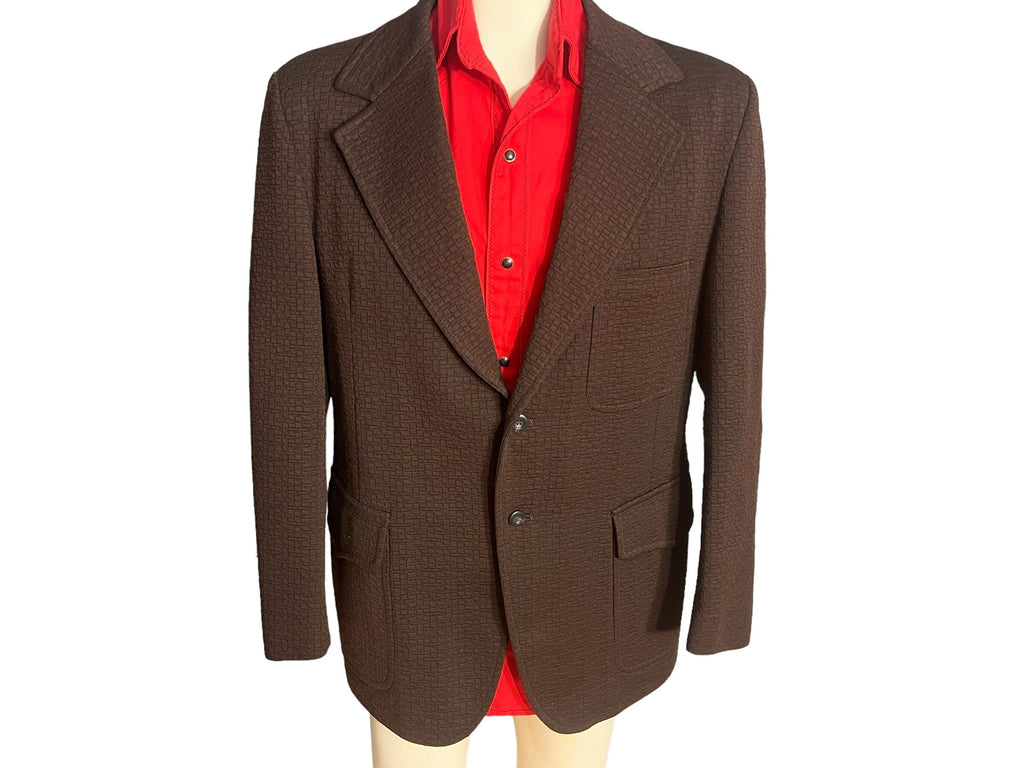 Vintage 70's brown & black mod suit jacket 44