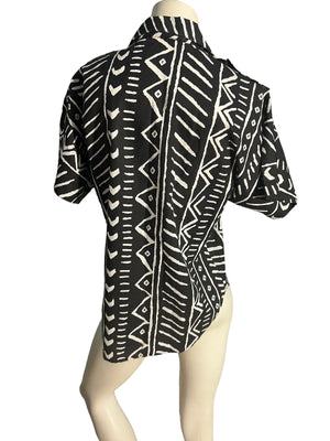 Vintage 80's black & white shirt M Judy Bond