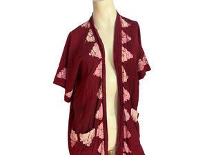 Vintage batik pink cotton robe S M