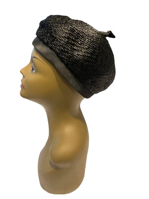 Vintage 50's black beret hat by Dayne