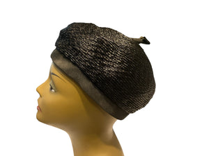 Vintage 50's black beret hat by Dayne