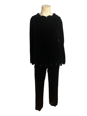 Vintage 80's black velvet suit costume M