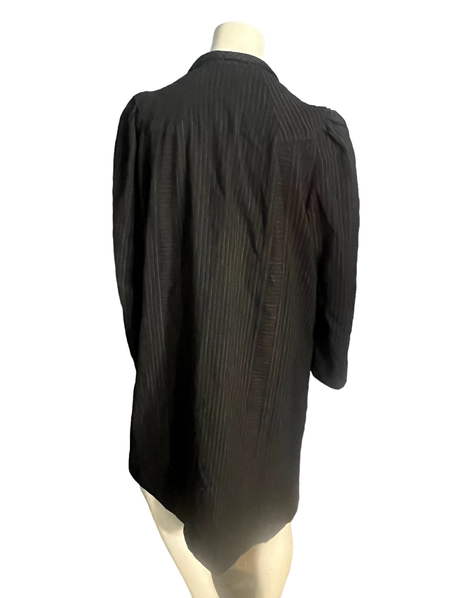 Vintage 40's 50's long rayon jacket L black pinstripe