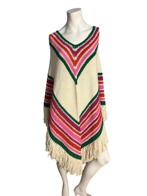 Vintage 70's knit shawl chevron