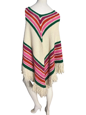 Vintage 70's knit shawl chevron