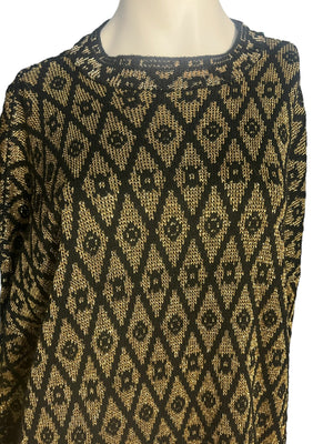 Vintage 80's Lurex black & gold over size sweater L