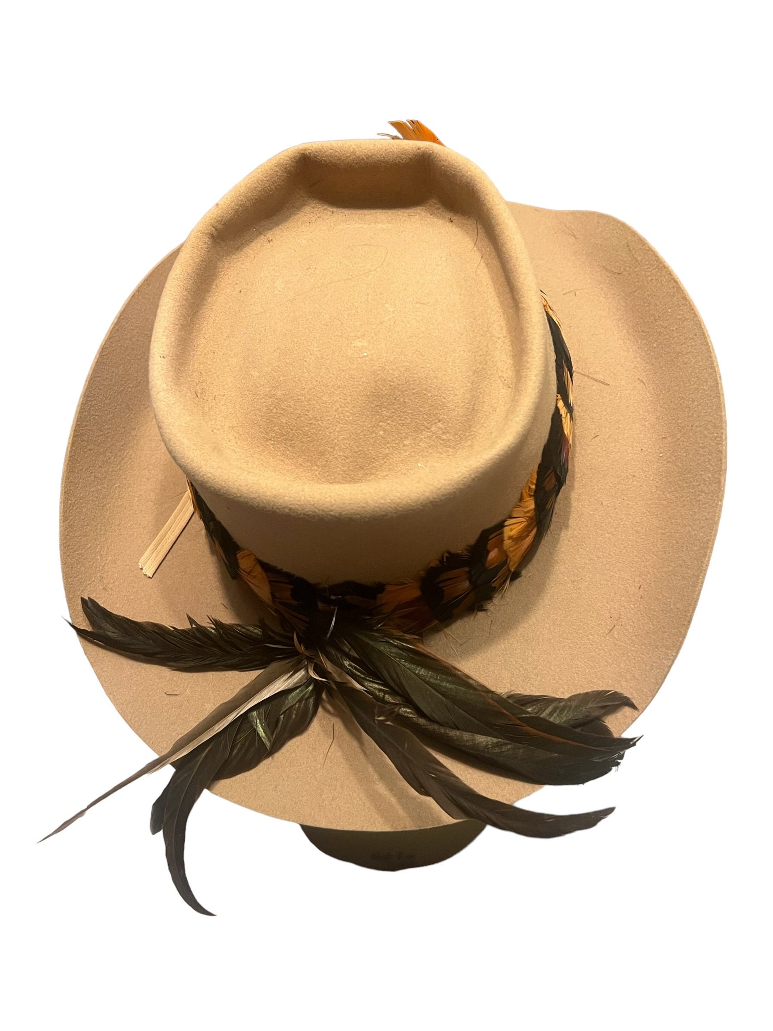 Vintage feather cowboy hat Trail Ridge 7 1/4