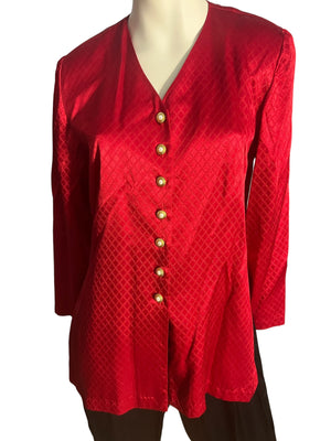 Vintage 80's deadstock red & black tunic suit set S M