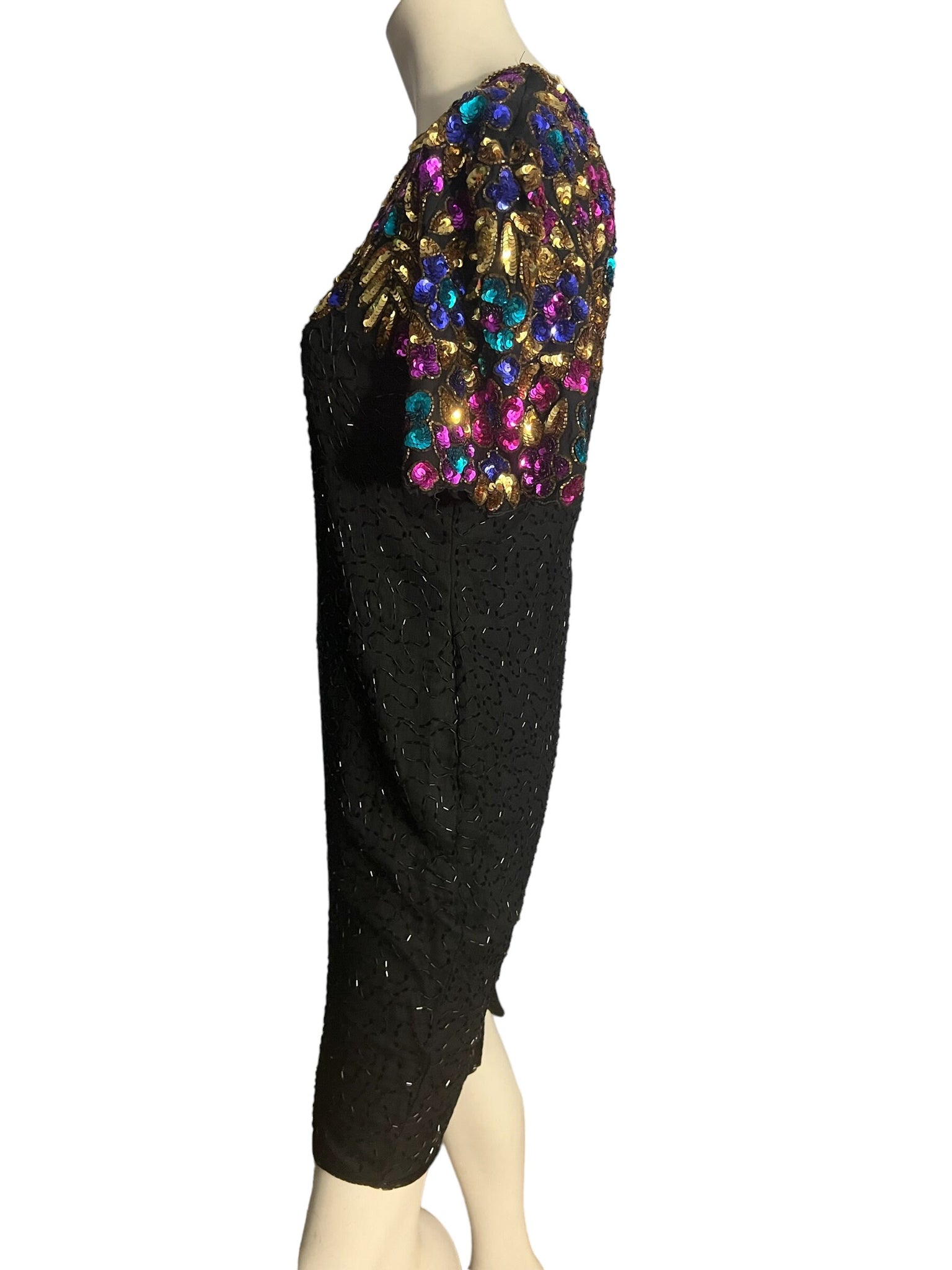 Vintage black sequin & bead dress 10 Stenay