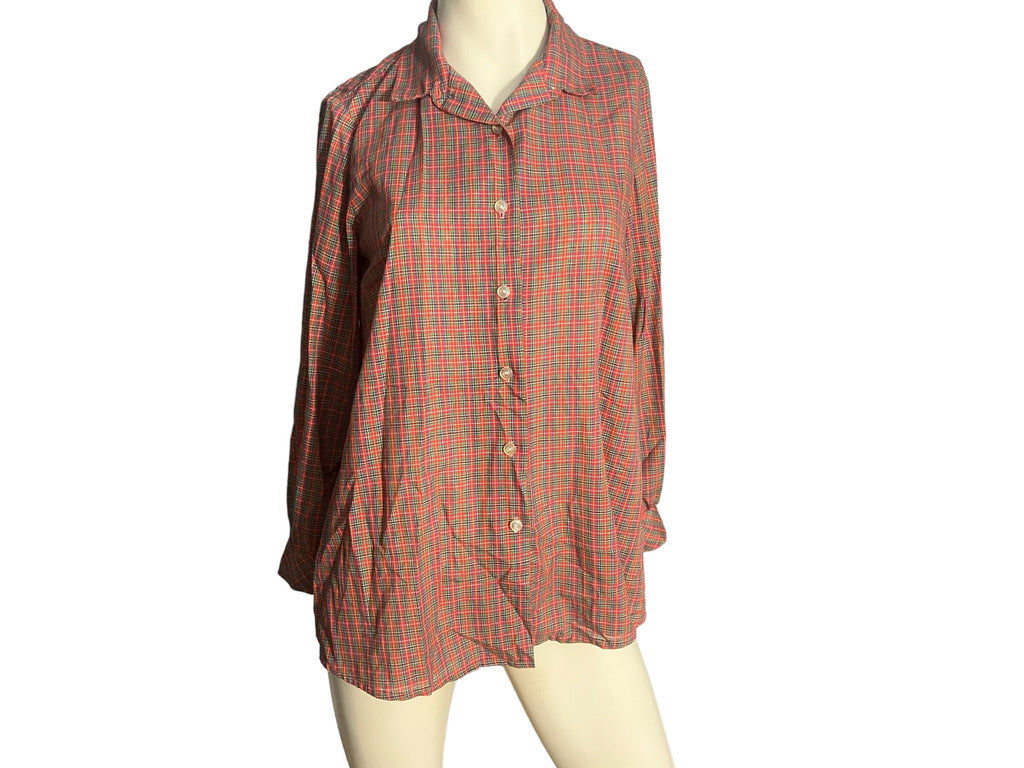 Vintage red plaid maternity shirt