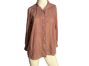 Vintage red plaid maternity shirt