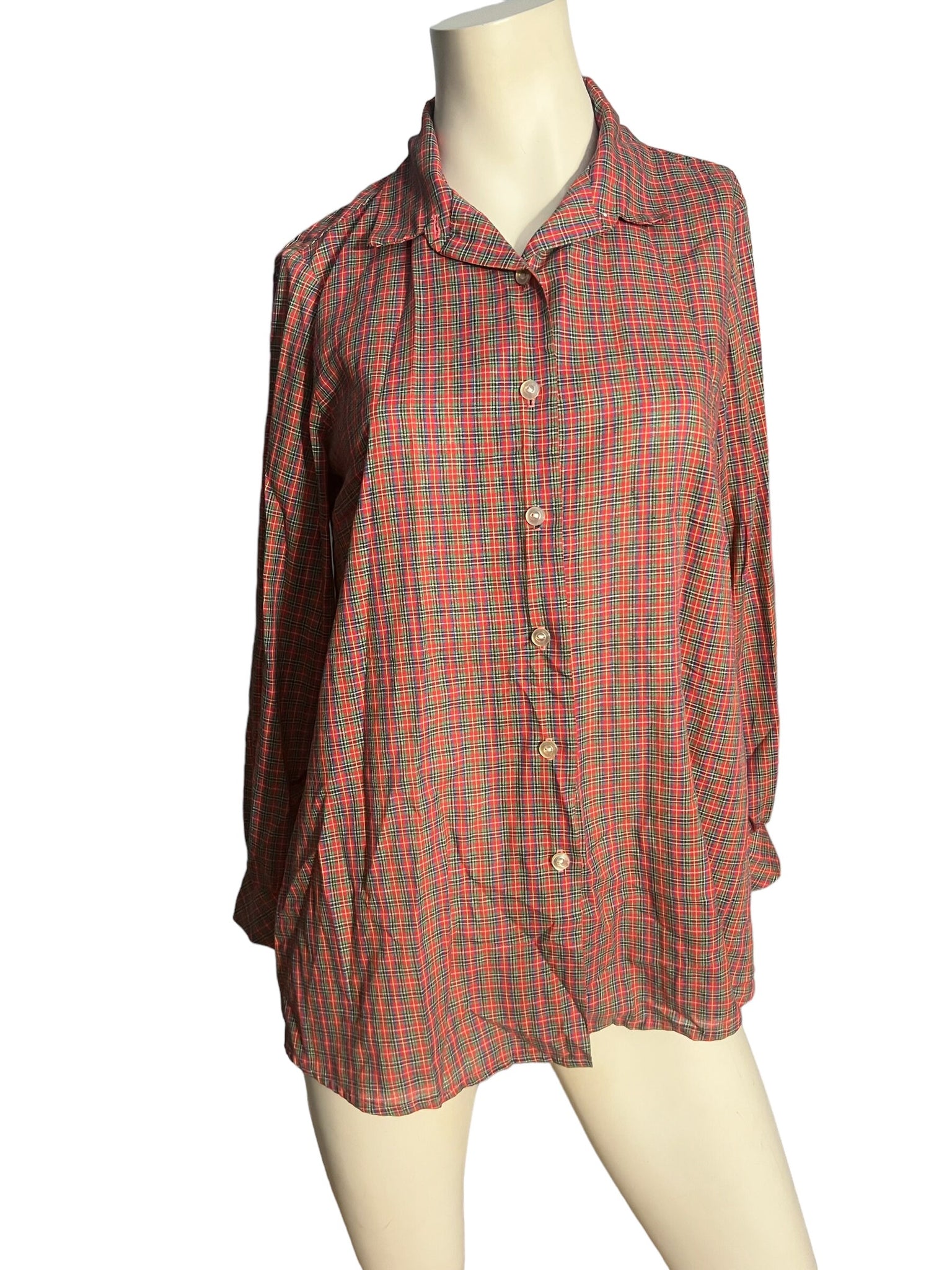 Vintage red plaid maternity shirt