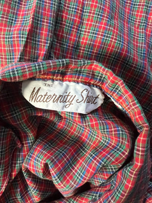 Vintage red plaid maternity shirt