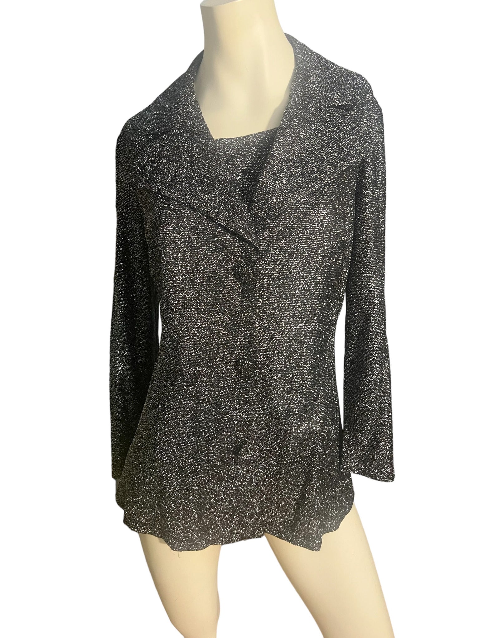 Vintage 70's black & silver jacket and top M L