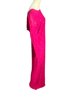 Vintage 80's Victor Costa pink long dress 16