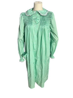 Vintage green smocked robe S