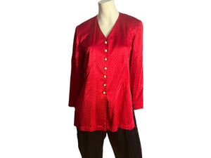 Vintage 80's deadstock red & black tunic suit set S M