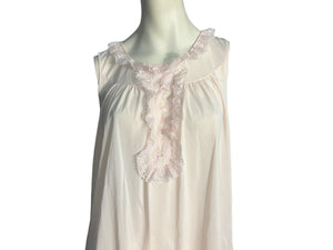 Vintage pink Shadowline short nightgown M