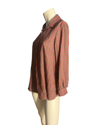 Vintage red plaid maternity shirt