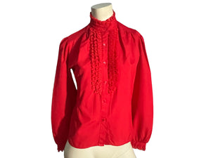 Vintage red high neck lace blouse M Rhapsody