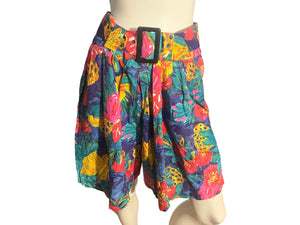 Vintage 80's tropical wide leg shorts M