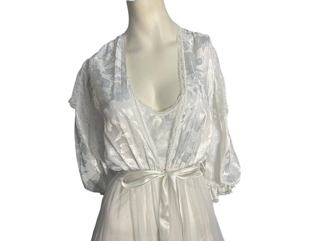 Vintage white peignoir nightgown set lingerie S