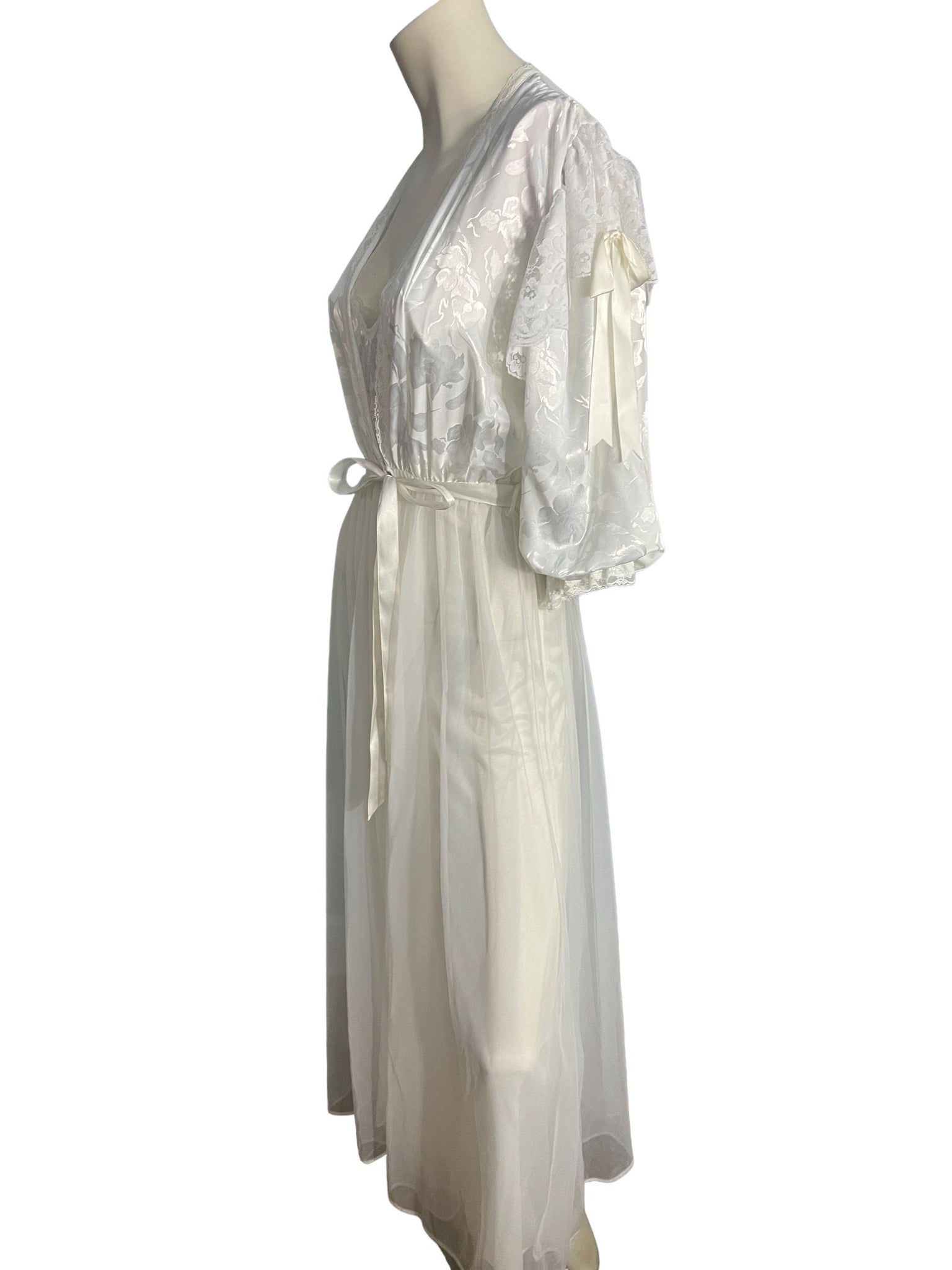 Vintage white peignoir nightgown set lingerie S