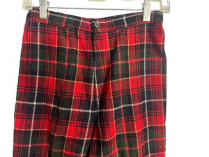 Vintage 80's red plaid wool high waist pants 10 Briggs