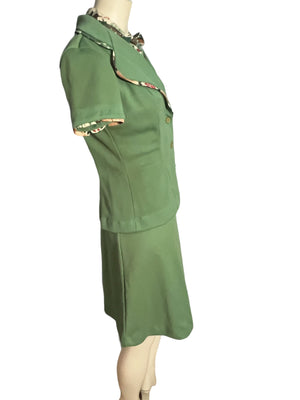 Vintage 70's green suit dress M