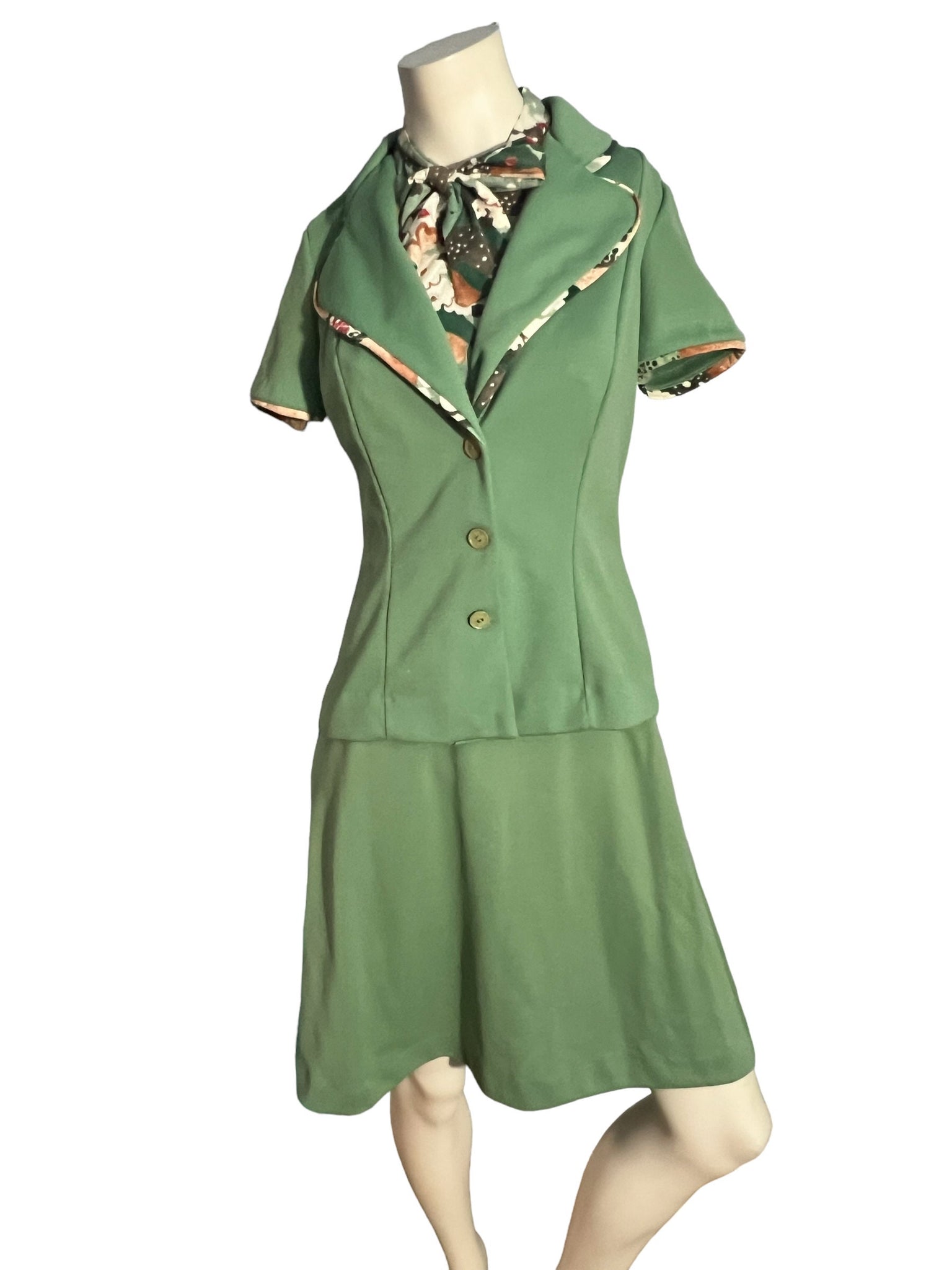 Vintage 70's green suit dress M