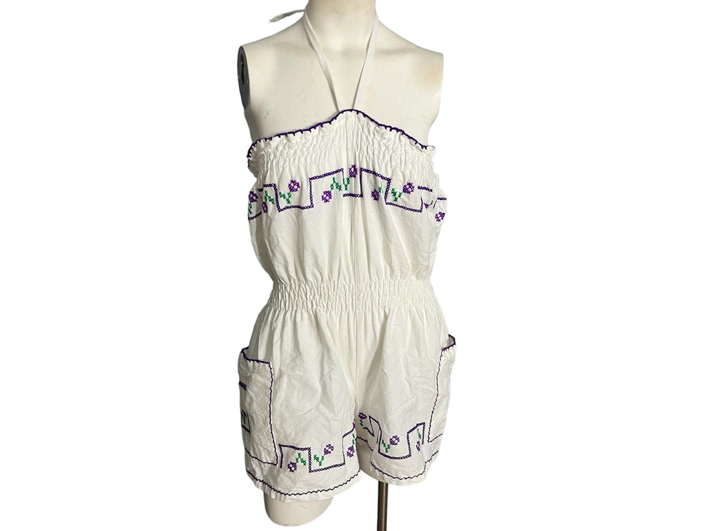 Vintage embroidered romper S