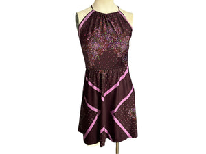 Vintage 70's purple halter mini dress S