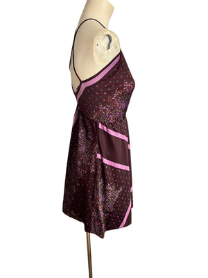 Vintage 70's purple halter mini dress S