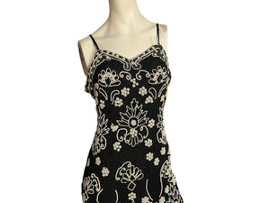 Vintage black & white bead dress S Annabelle