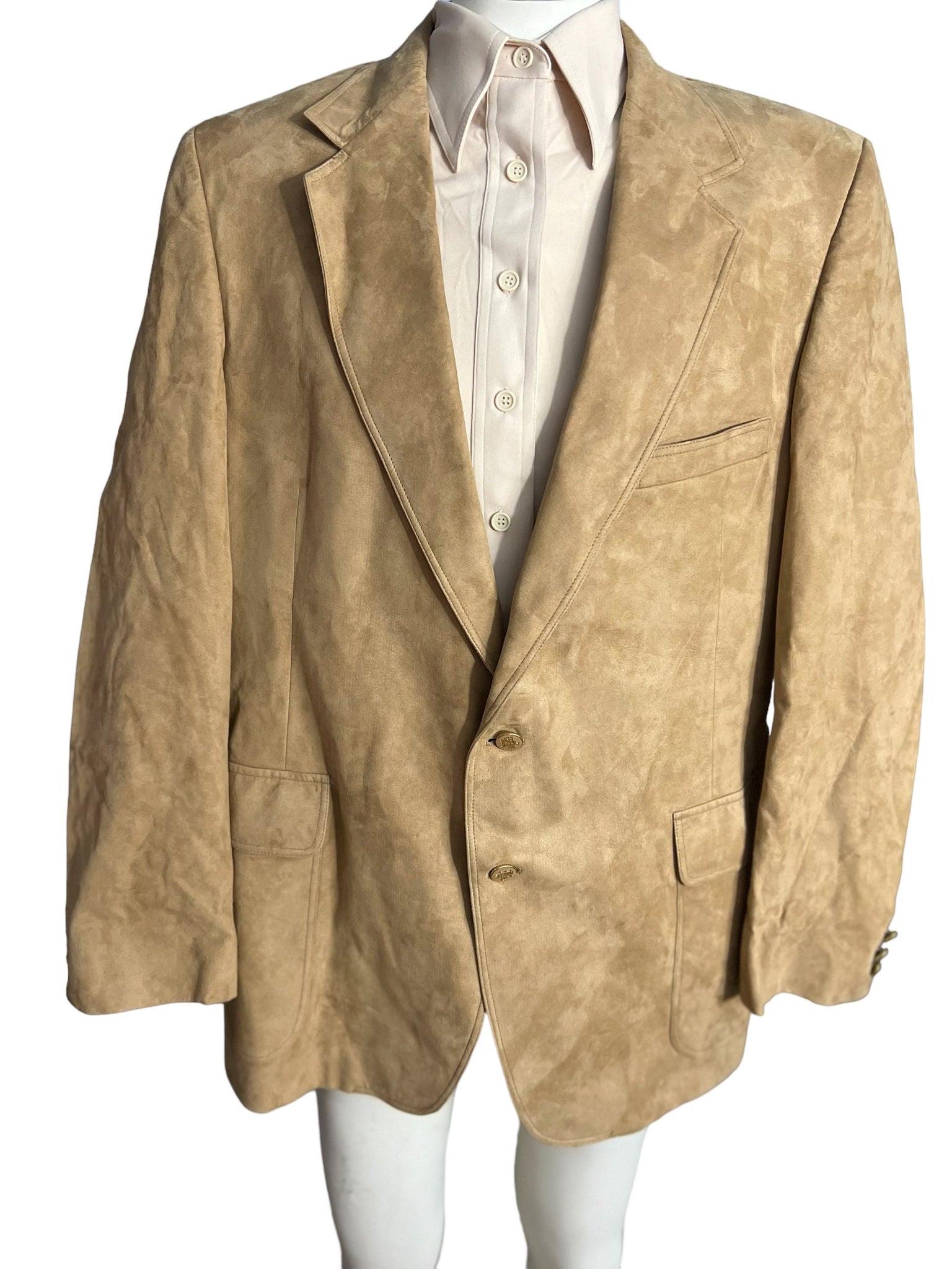 Vintage suede like tan suit jacket 46