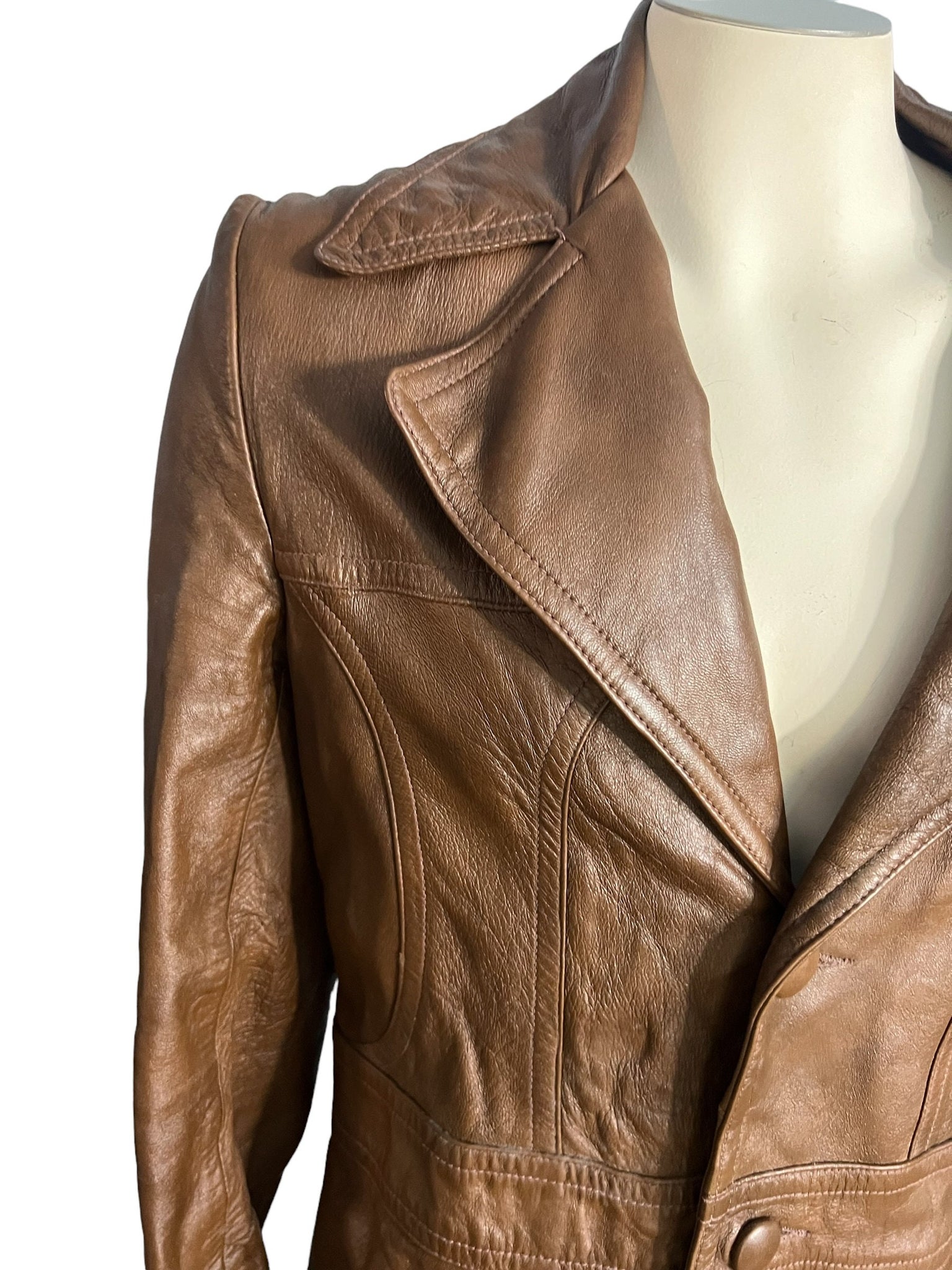 Vintage brown 70's leather jacket 40