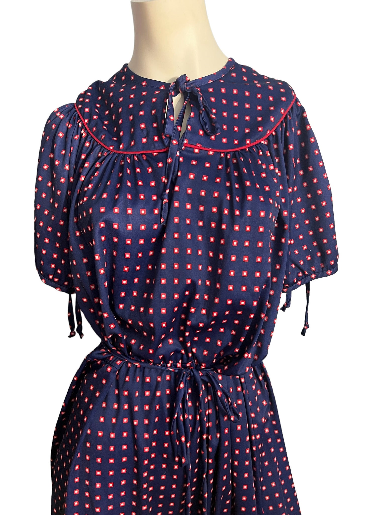 Vintage 70's blue & red dress L XL