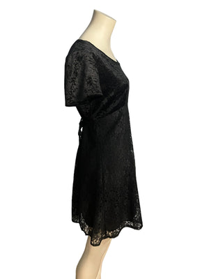 Vintage 80's black lace & velvet dress 12 Ms Choice