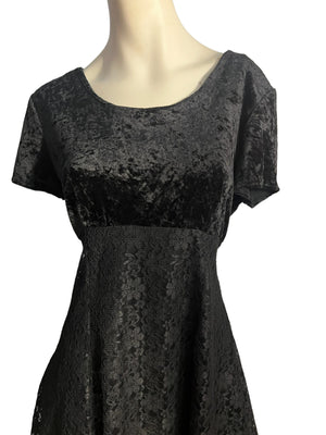 Vintage 80's black lace & velvet dress 12 Ms Choice