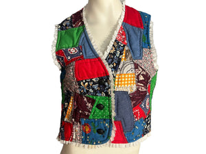 Vintage patchwork vest quilt S M