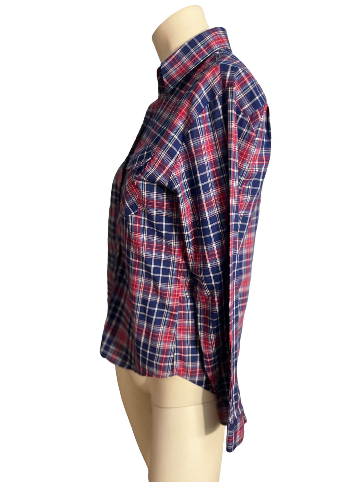 Vintage blue plaid 80's shirt S M Amy Barr