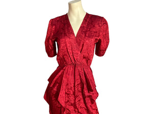 Vintage 80's red peplum dress M Steppin Out