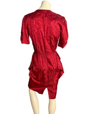 Vintage 80's red peplum dress M Steppin Out