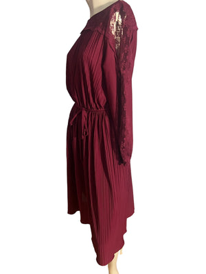 Vintage 70’s Sears maroon dress L