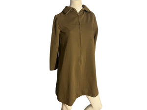 Vintage 70's brown ribbed zip up dress M L