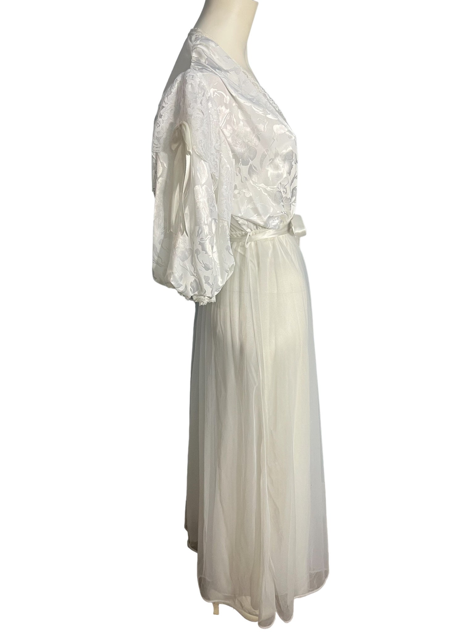 Vintage white peignoir nightgown set lingerie S