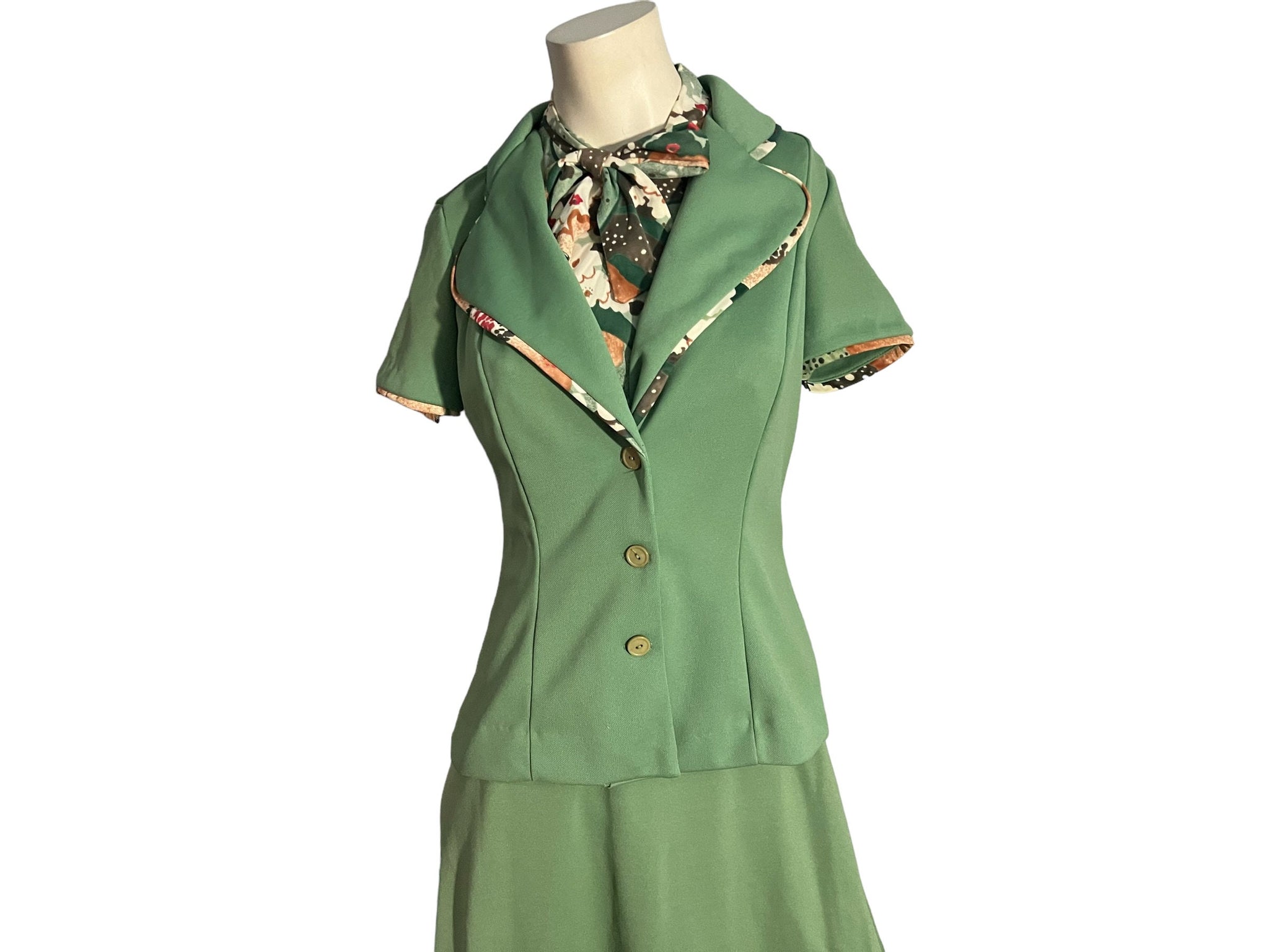 Vintage 70's green suit dress M