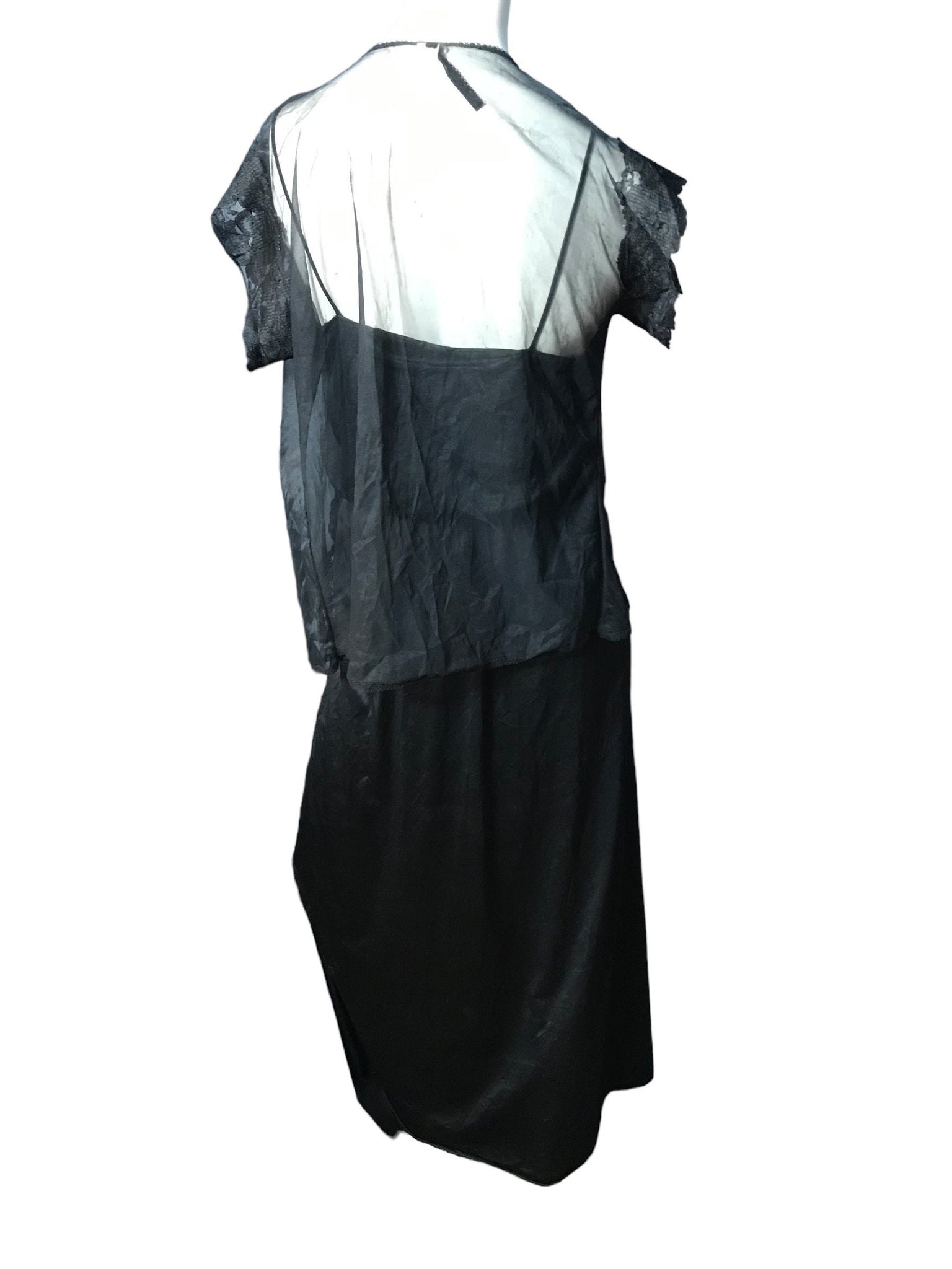 Vintage 70’s black Deena nightgown with sheer top M