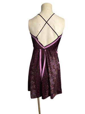 Vintage 70's purple halter mini dress S