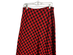 Vintage red & black 70's check skirt L